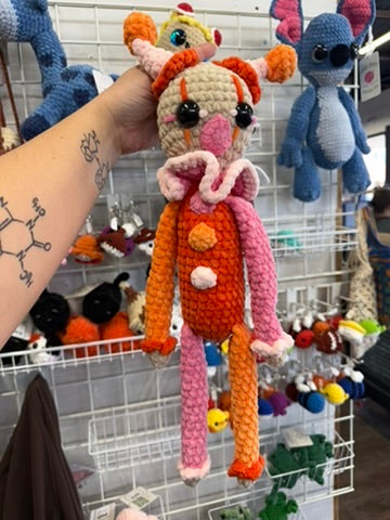 Lanky Klown Plushie – Handmade Crochet Creepy-Cute Clown