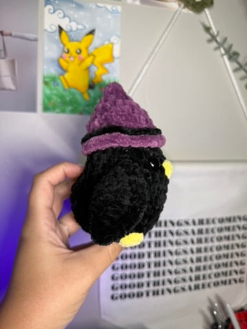 Witchy Crow Plushie – Handmade Crochet Fall Friend