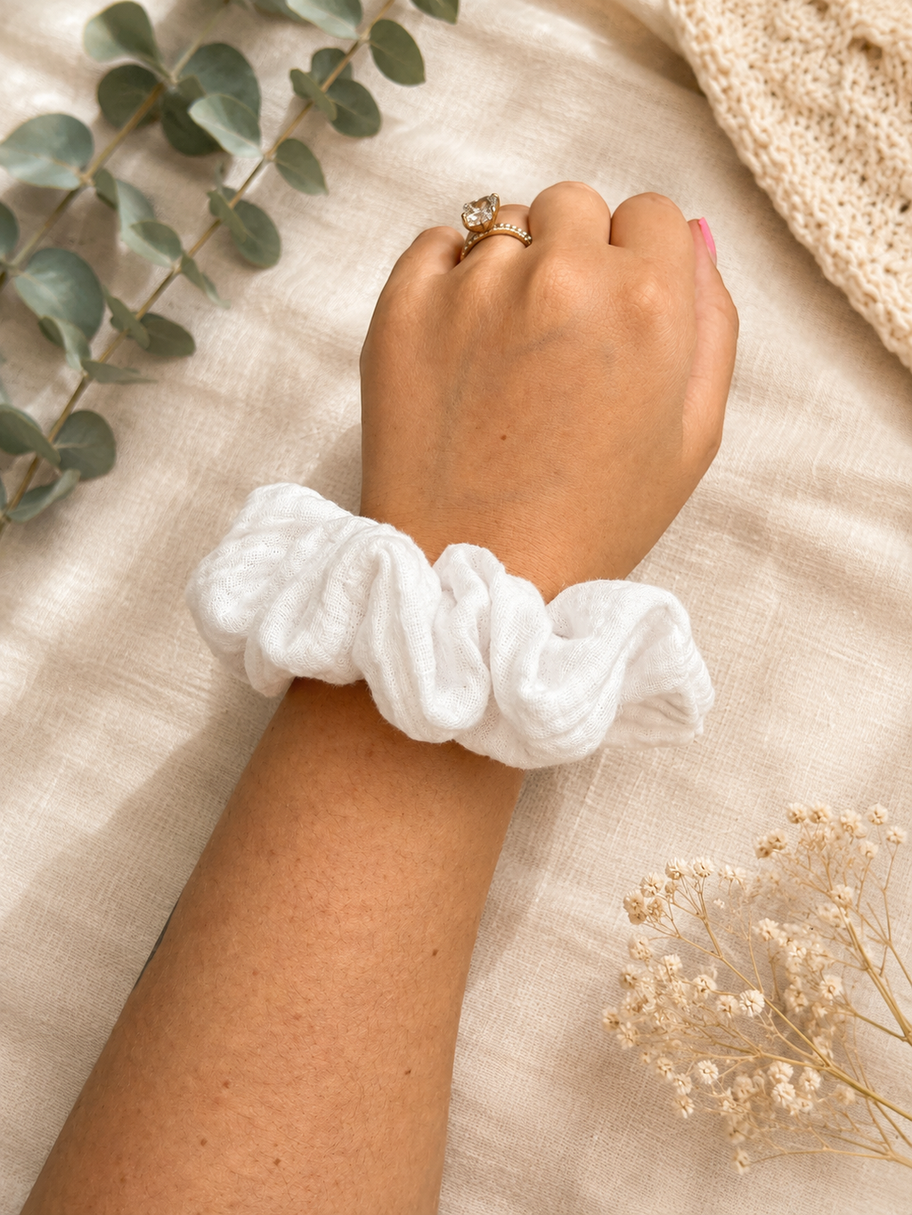 White Linen Scrunchie