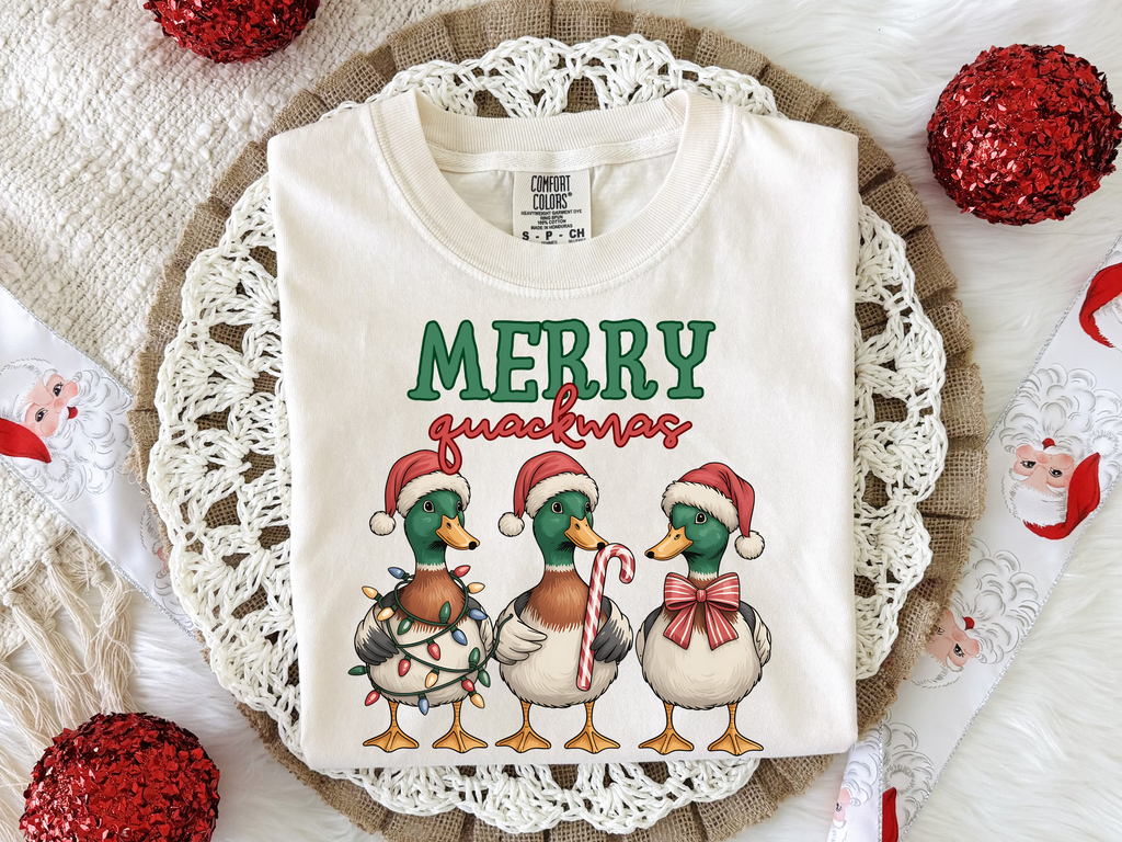 Merry Quackmas Duck Christmas Shirt – Comfort Colors C1717 (S–4XL)
