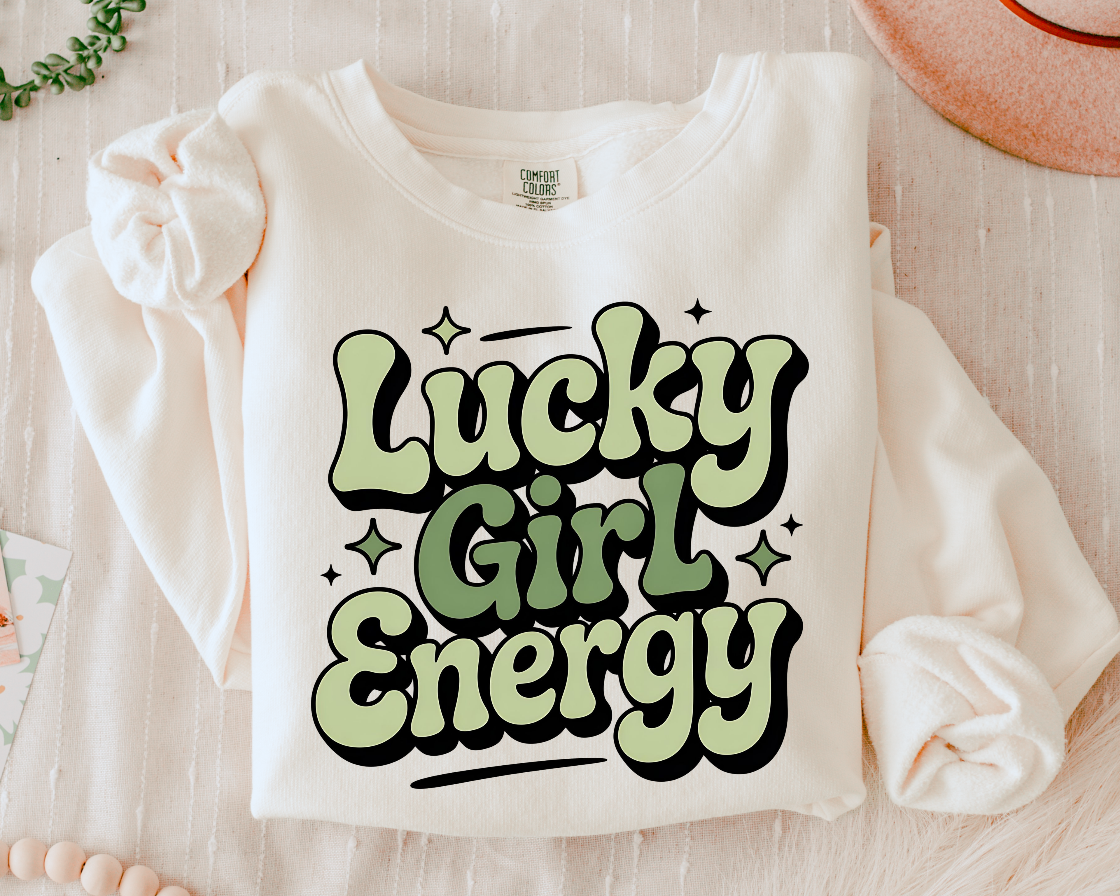 Lucky Girl Energy – St. Patrick’s Day Graphic Tee & Cozy Sweatshirt