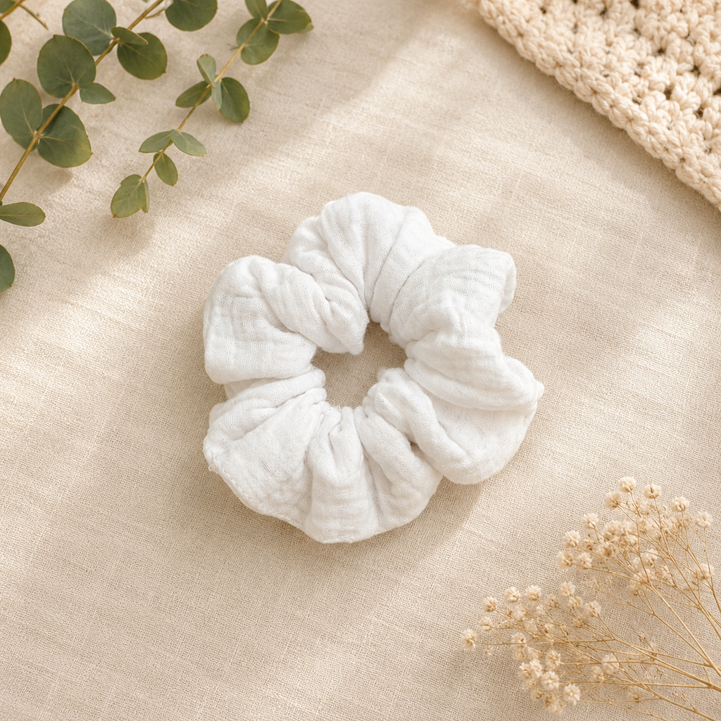 White Linen Scrunchie