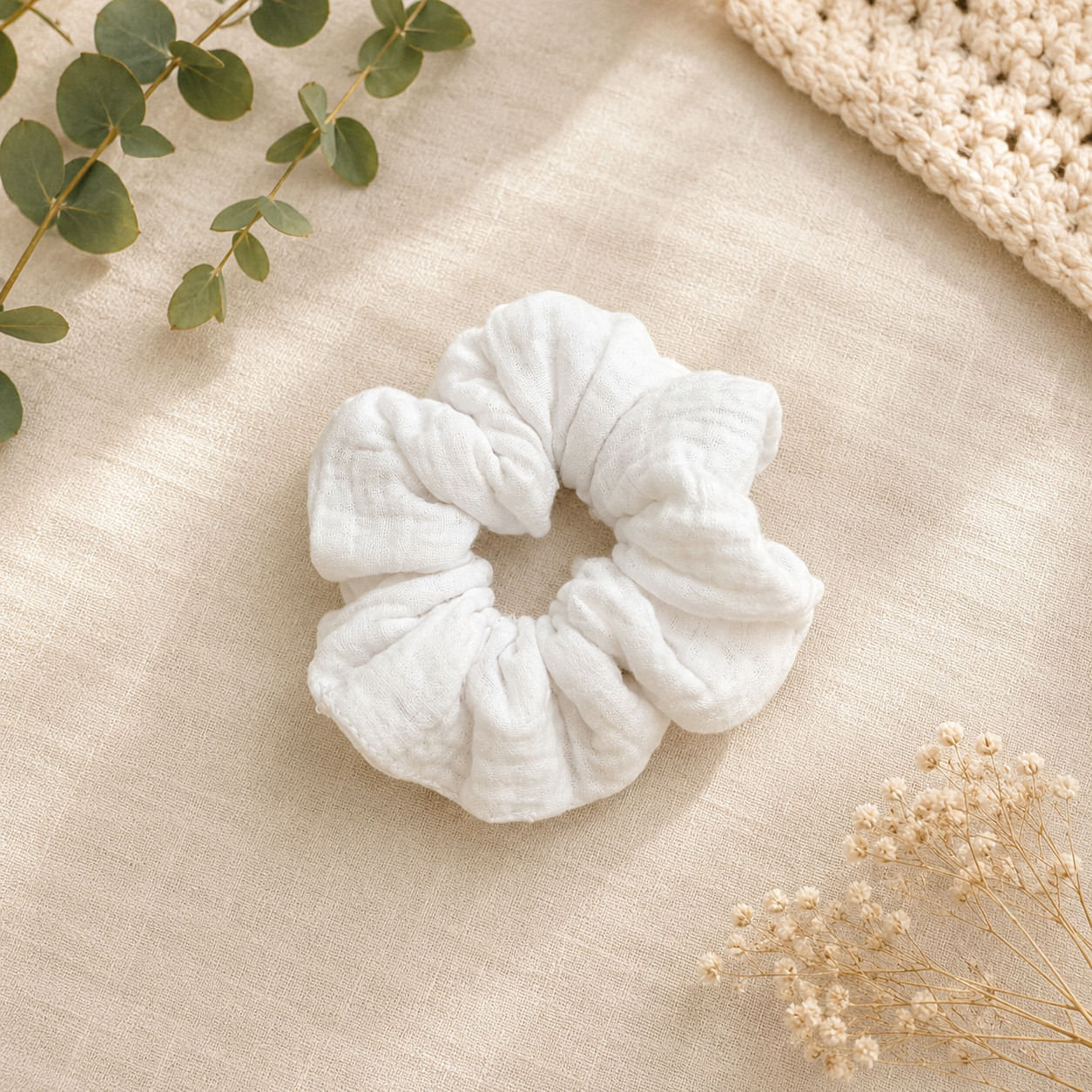 White Linen Scrunchie