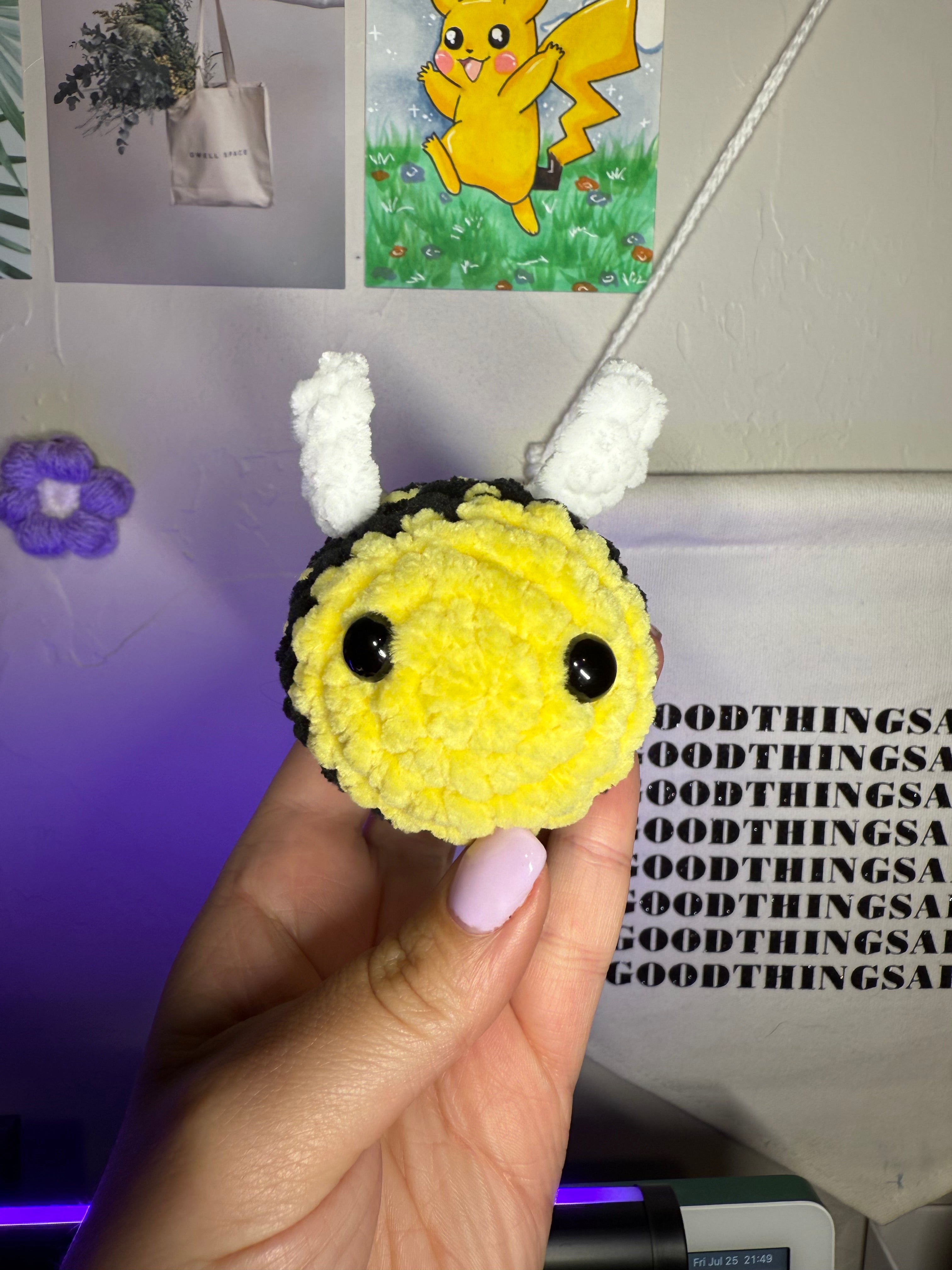 Mini Bee Plushie – Handmade Crochet Bumble Bee