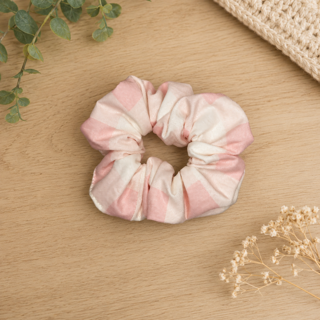 Pink Gingham Scrunchie