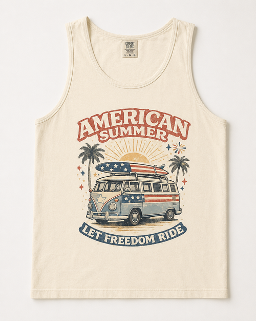 American Summer Comfort Colors Tank Top | Vintage Patriotic Van Fourth of July Shirt
