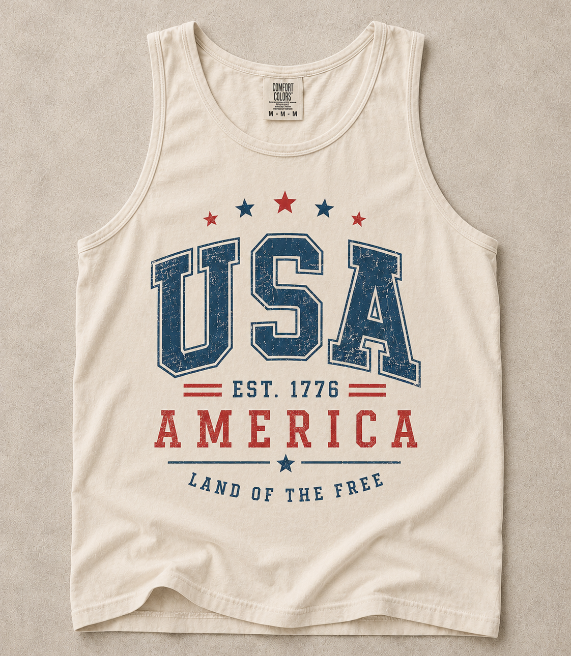 USA Est. 1776 Comfort Colors Tank Top | Vintage Patriotic Fourth of July Shirt