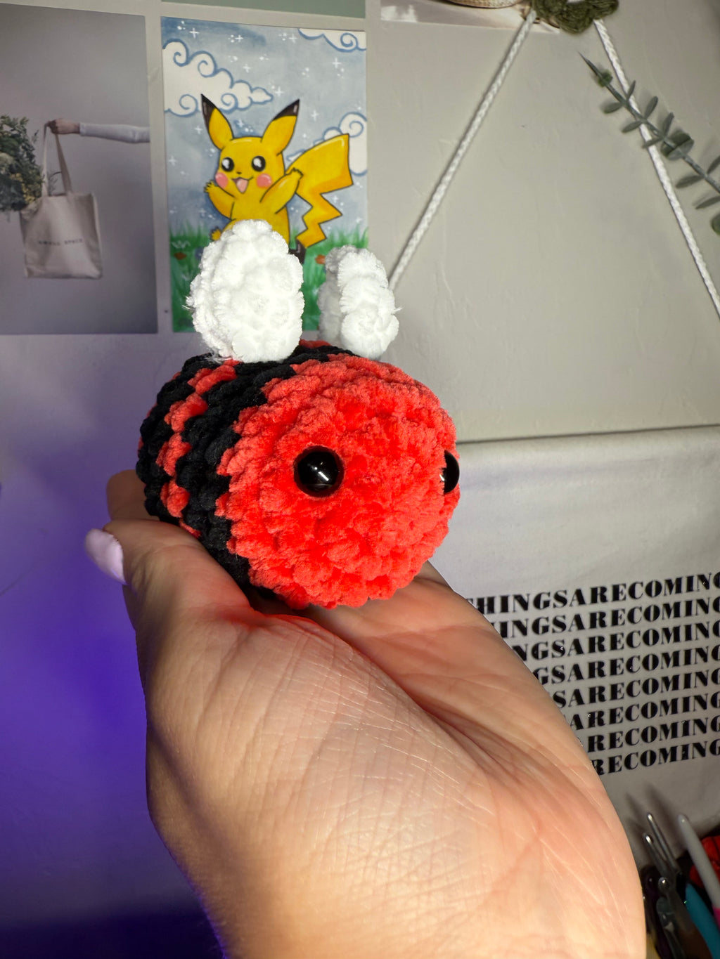 Mini Bee Plushie – Handmade Crochet Bumble Bee