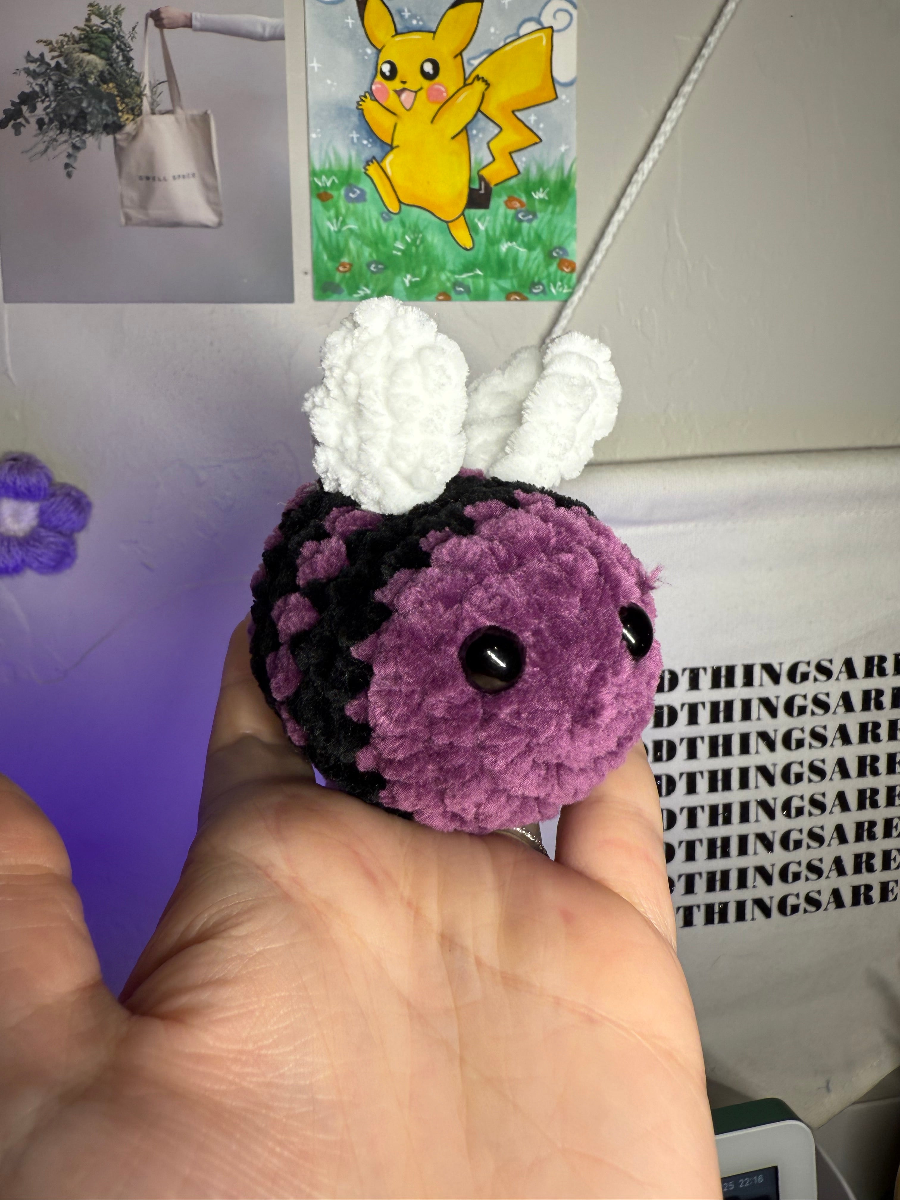 Mini Bee Plushie – Handmade Crochet Bumble Bee
