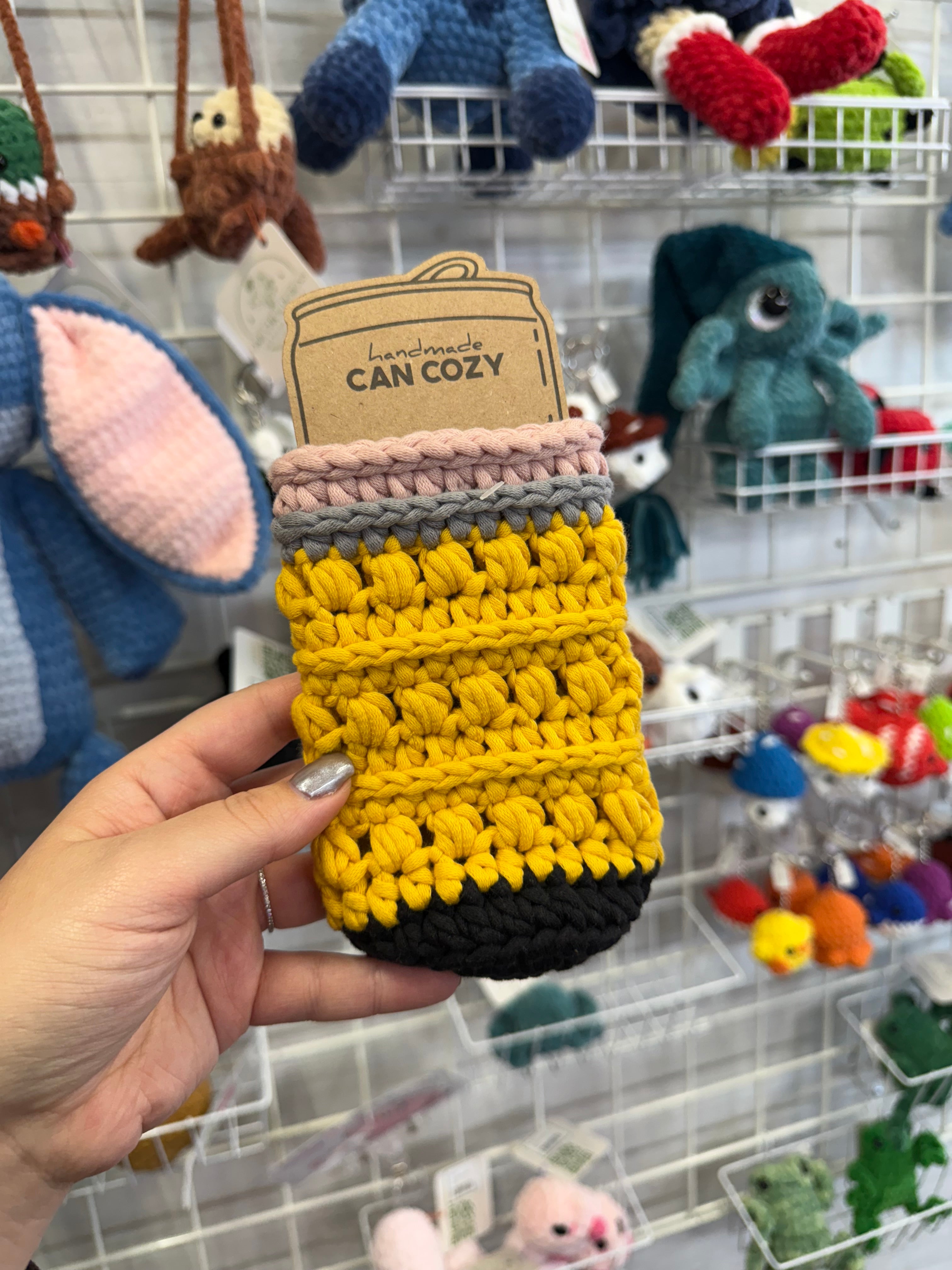 Teacher Pencil Skinny Can Cozy – Handmade Crochet Drink Sleeve